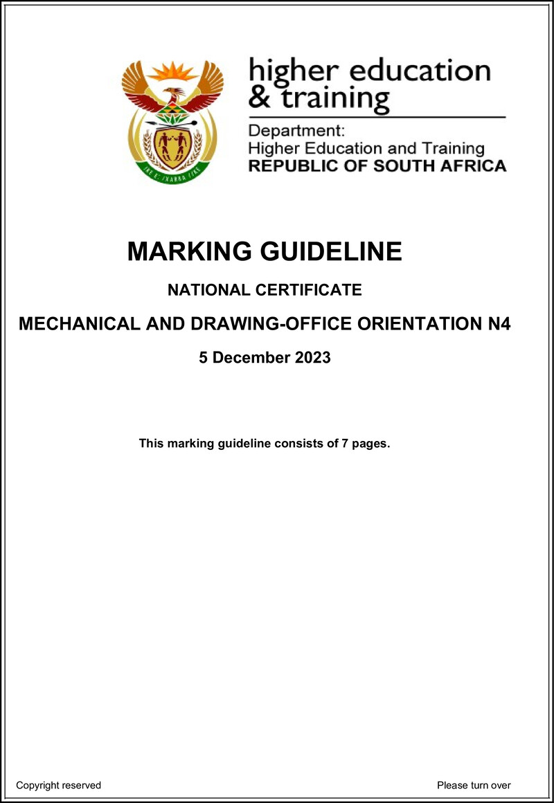 T1050 Mechanical And Drawing Office Orientation N4 Memo Nov 2023