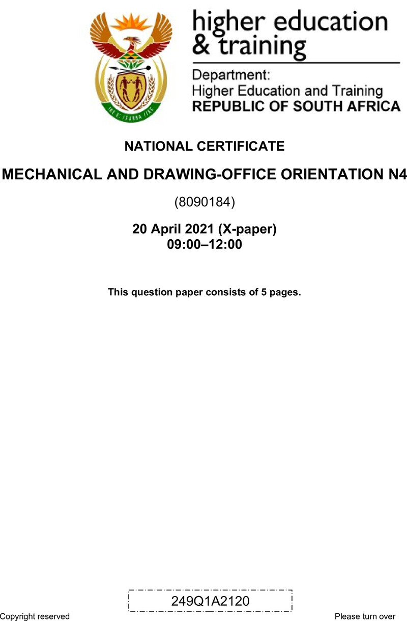 T1050 Mechanical And Drawing Office Orientation N4 QP Apr 2021