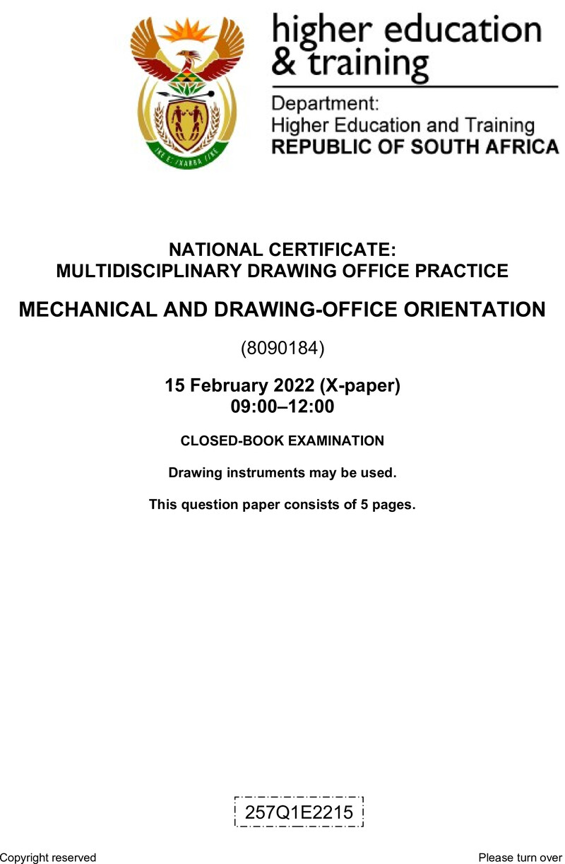 T1050 Mechanical And Drawing Office Orientation N4 QP April 2022