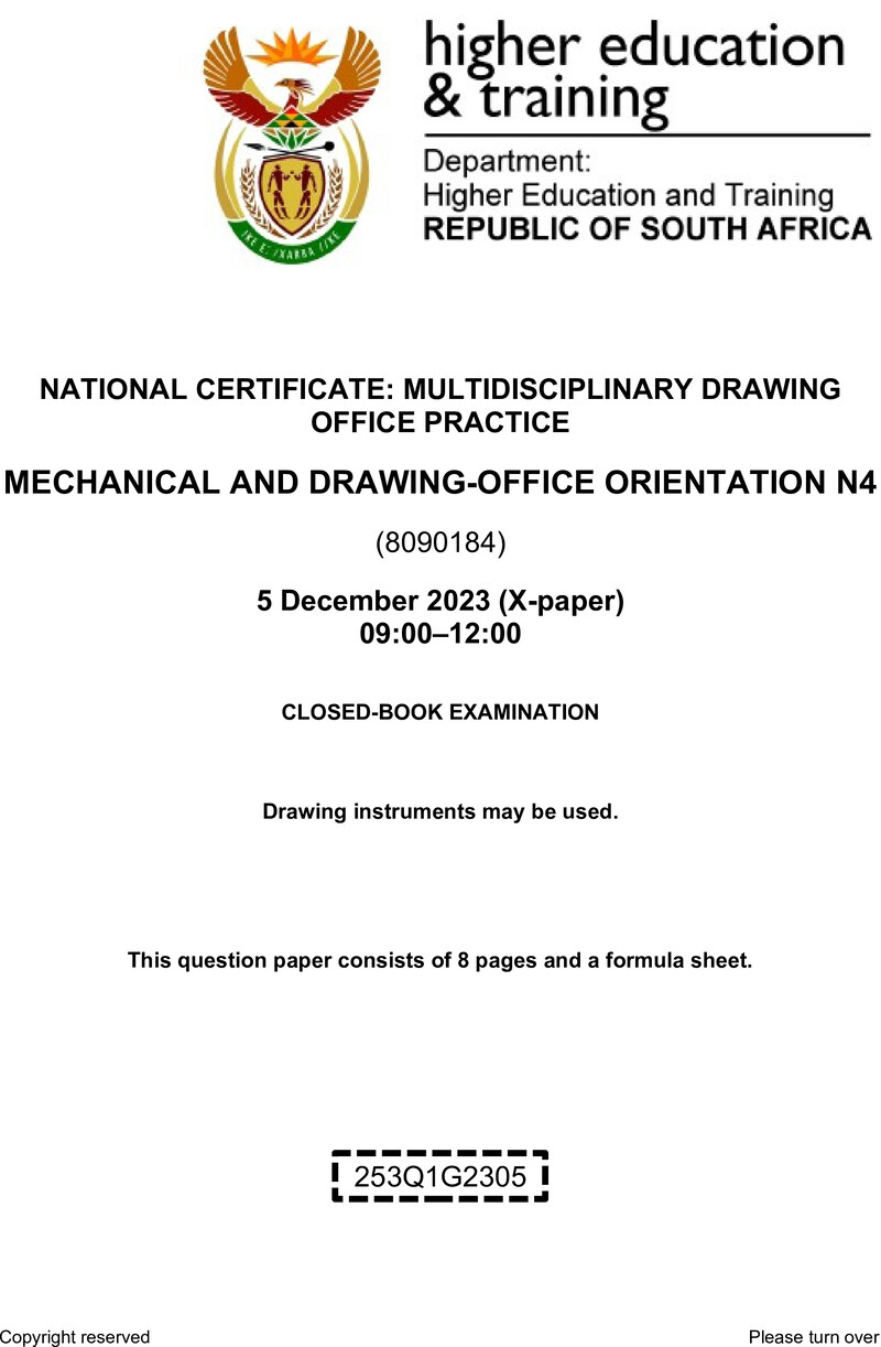 T1050 Mechanical And Drawing Office Orientation N4 QP Nov 2023