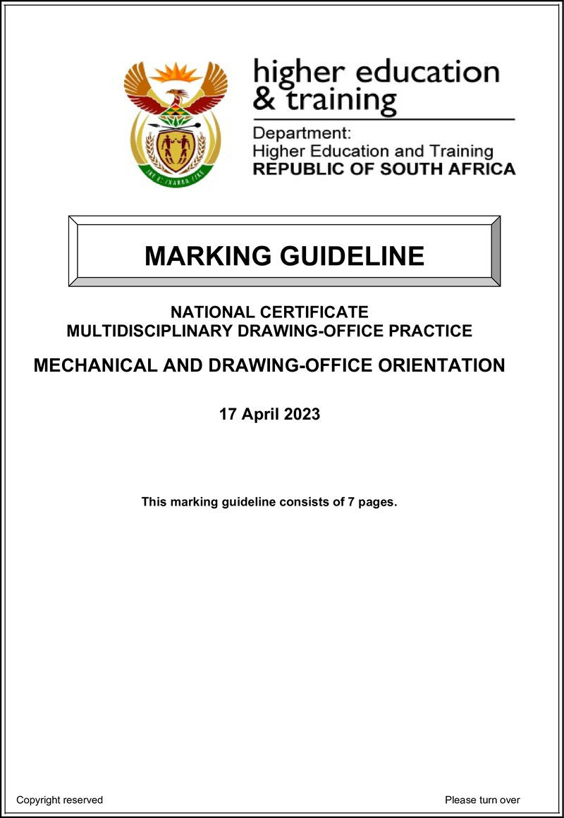 T1050 Mechanical And Drawing Office Orientation N4 Nov Memo April 2023