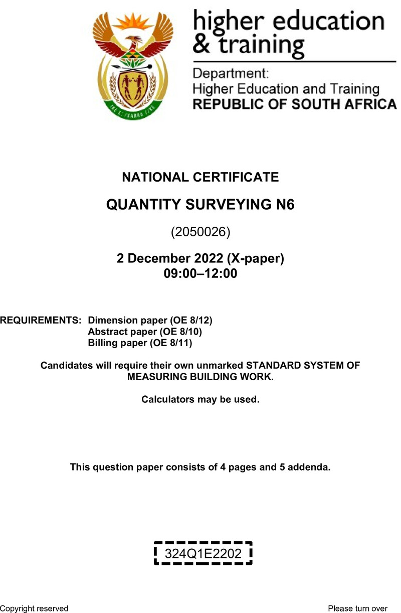 T1460 Quantity Surveying N6 QP Nov 2022