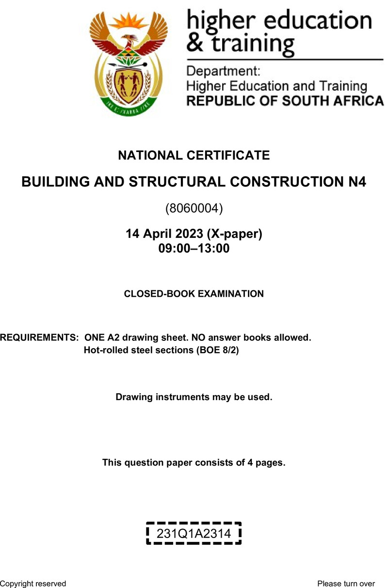 T130 Building And Structural Construction N4 QP April 2023