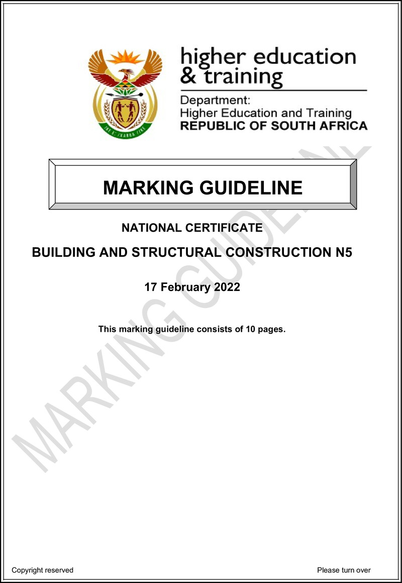 T140 Building And Structural Construction N5 Memo April 2022