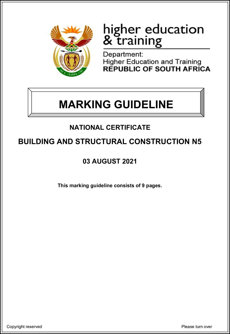 T140 Building And Structural Construction N5 Memo Aug 2021