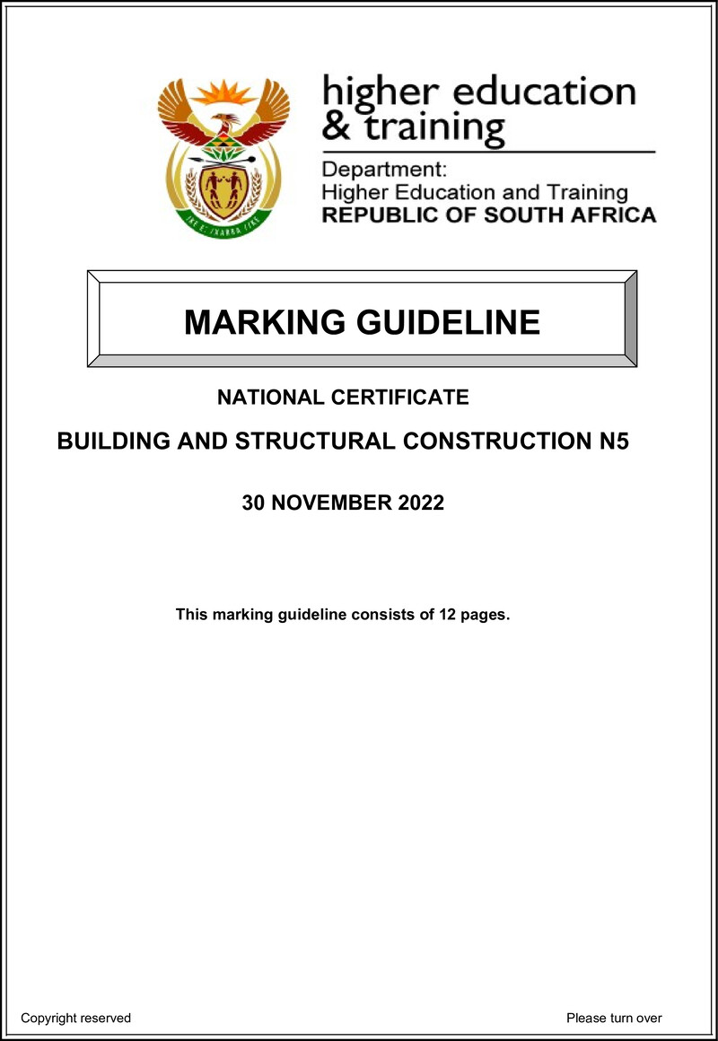 T140 Building And Structural Construction N5 MEMO Nov 2022 preview