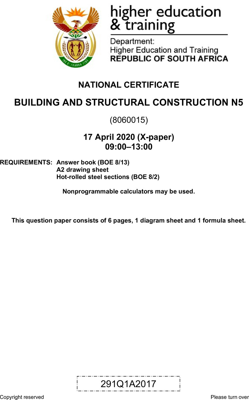 T140 Building And Structural Construction N5 QP Apr 2020