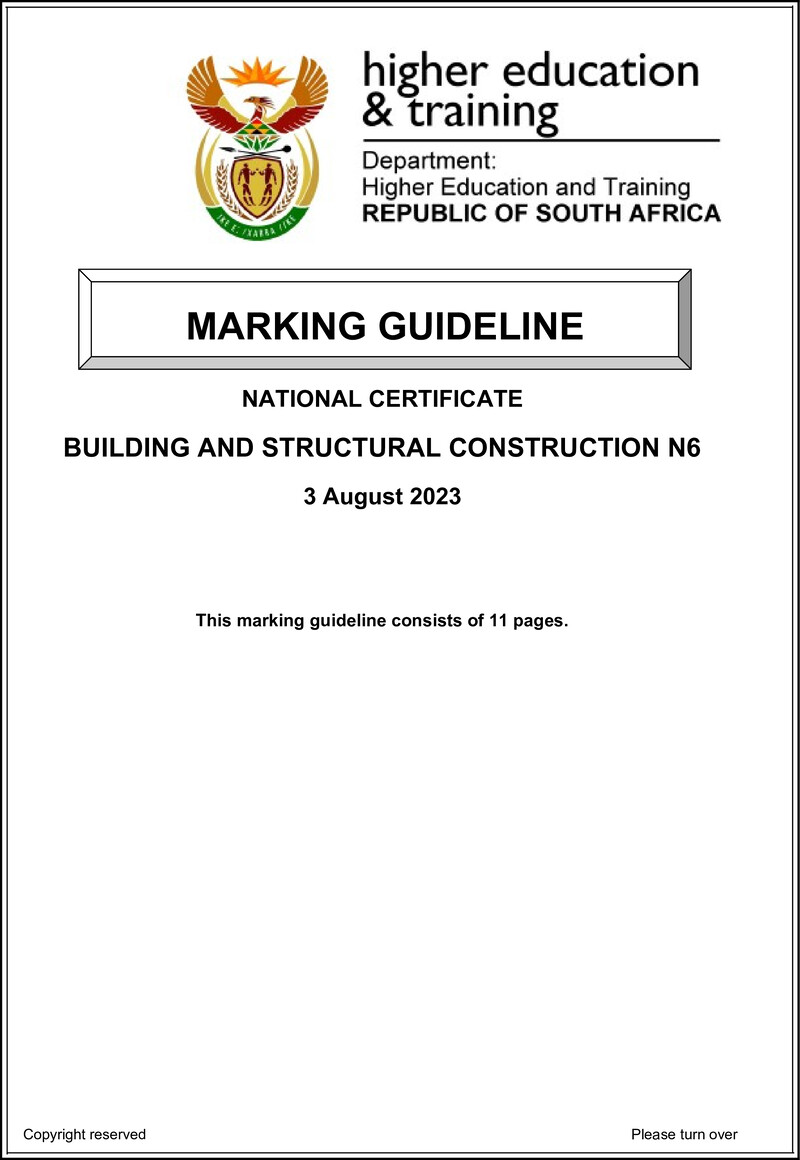 T150 Building And Structural Construction N6 Memo Aug 2023