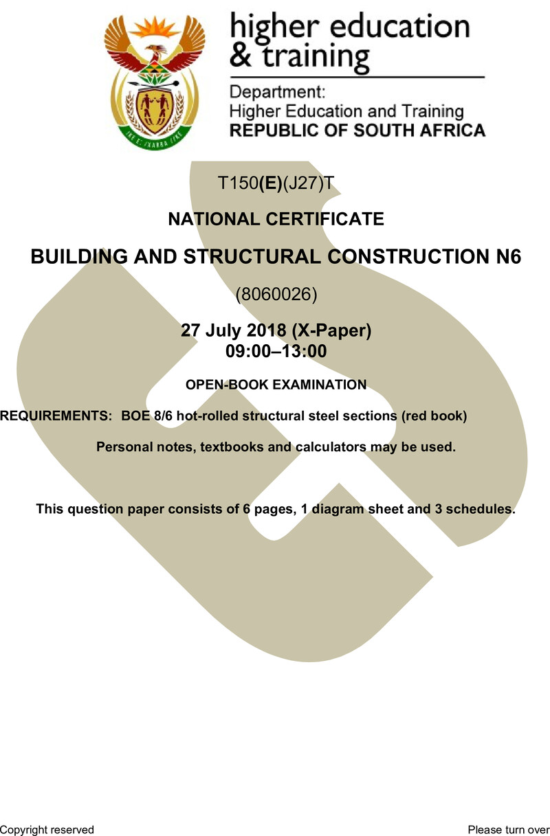 T150 Building And Structural Construction N6 QP Aug 2018