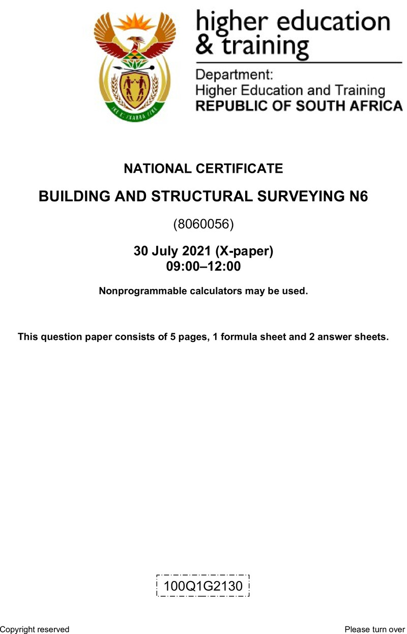 And Structural Surveying N6 Aug QP 2021 Ed preview