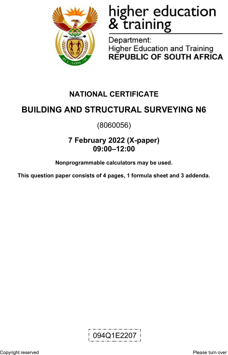 And Structural Surveying N6 QP Nov 2021 preview
