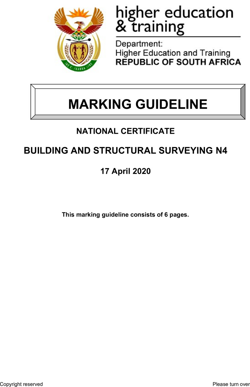 T160 Building And Structural Surveying N4 Memo Apr 2020