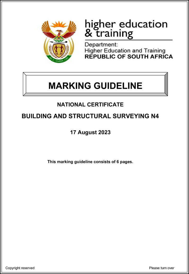 T160 Building And Structural Surveying N4 Memo Aug 2023