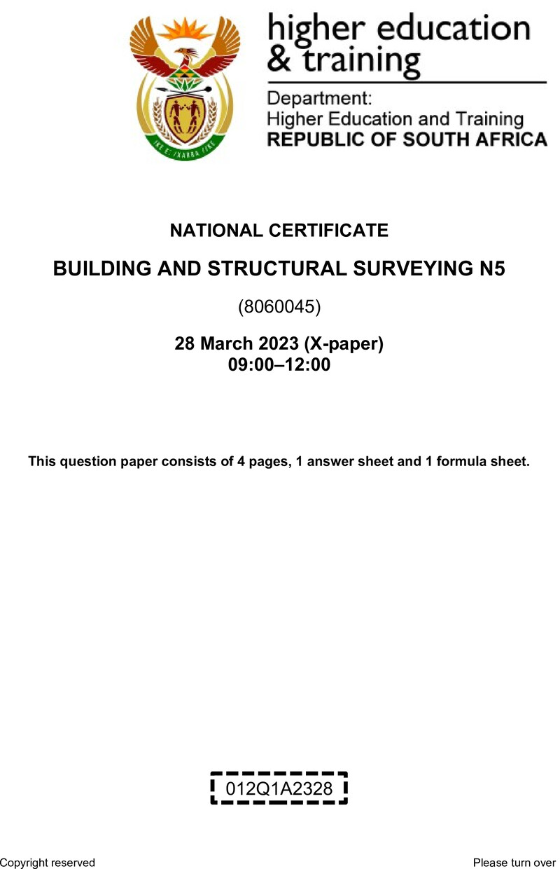 T170 Building And Structural Surveying N5 QP April 2023