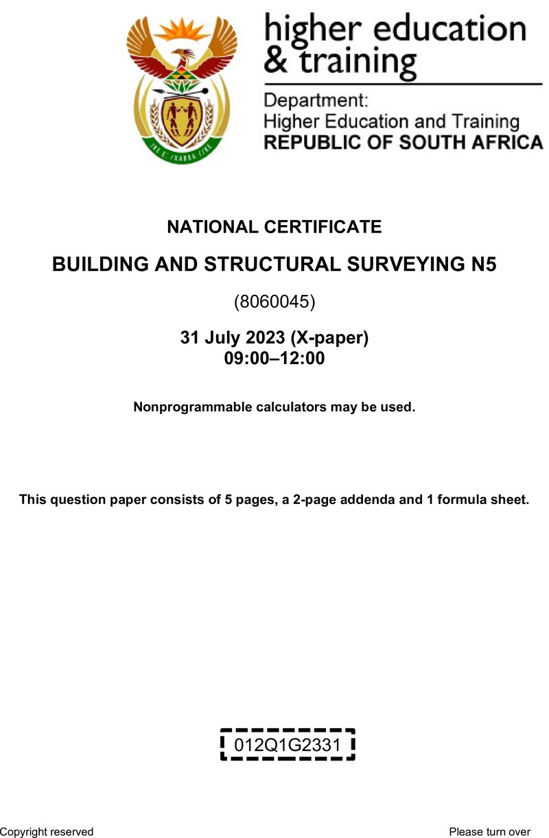 T170 Building And Structural Surveying N5 QP Aug 2023