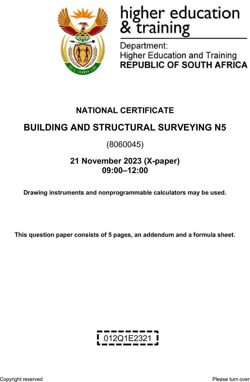 T170 Building And Structural Surveying N5 QP Nov 2023