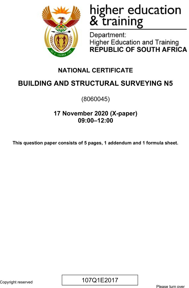 T170 Building And Structural Surveying N5 QP 2020