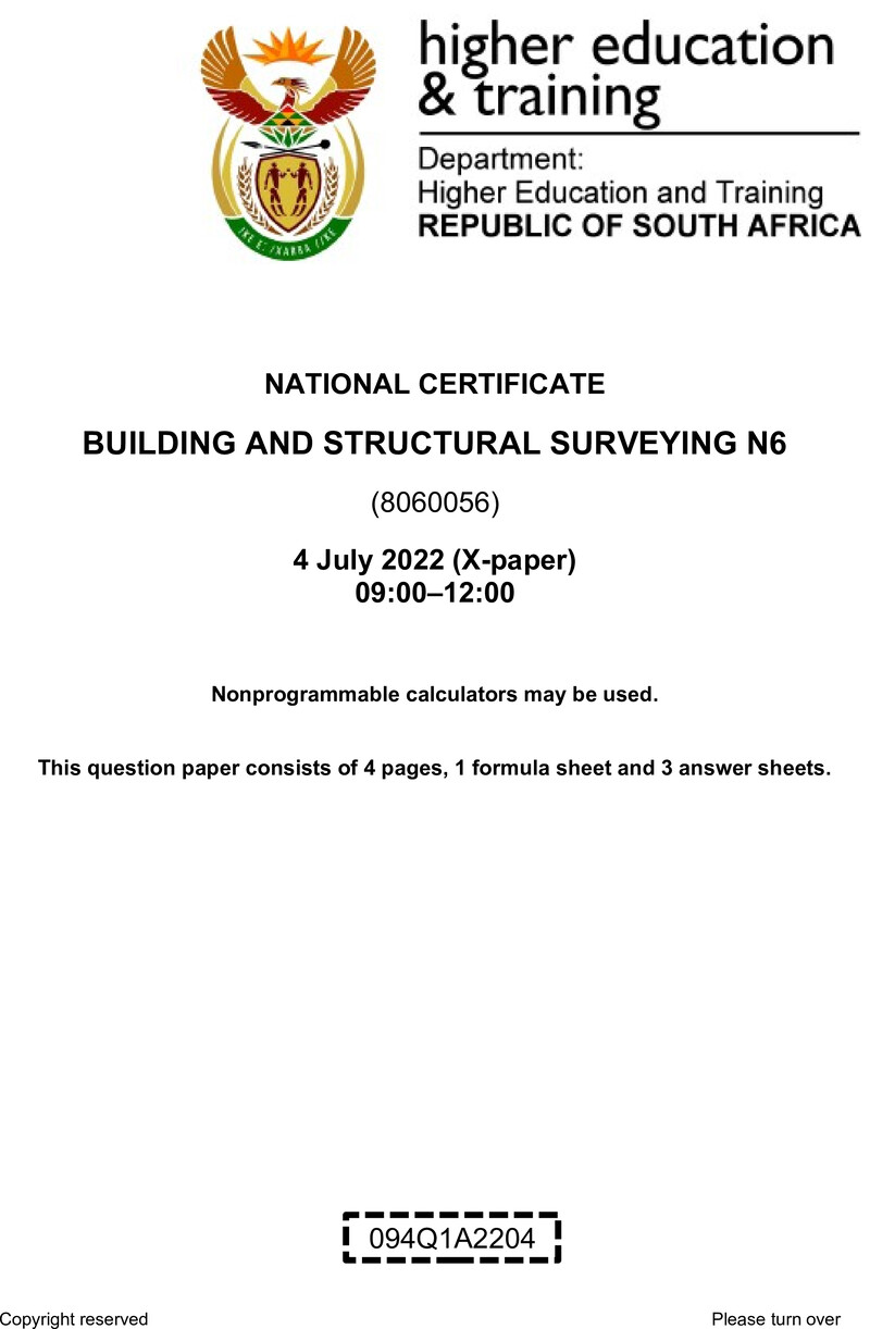T180 Building And Structural Surveying N6 QP Aug 2022