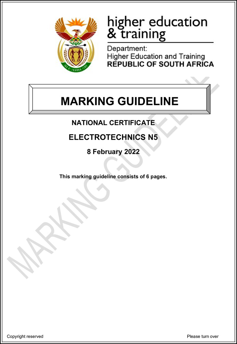 T540 Electrotechnics N5 Memo April 2022