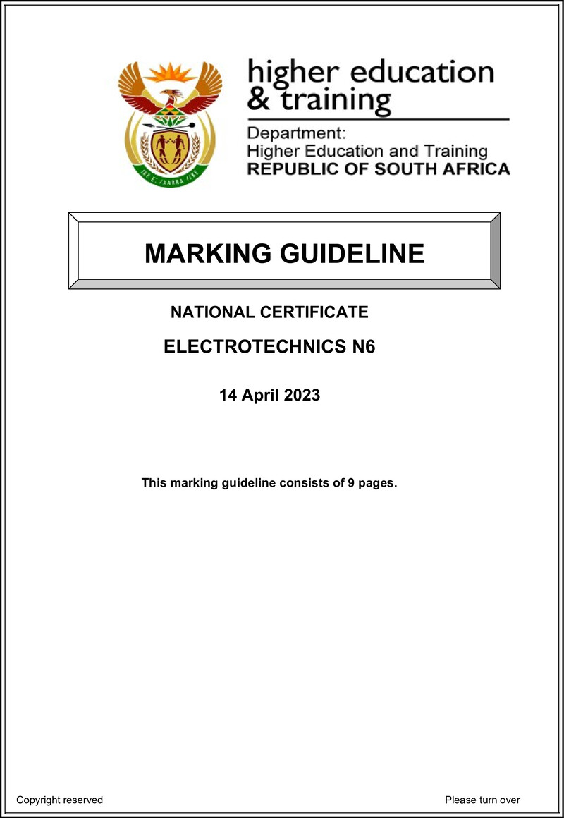 T550 Electrotechnics N6 Memo April 2023