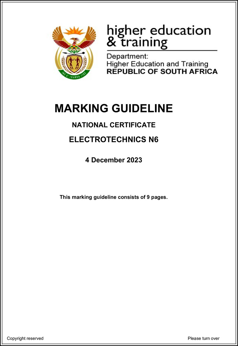 T550 Electrotechnics N6 Memo Nov 2023