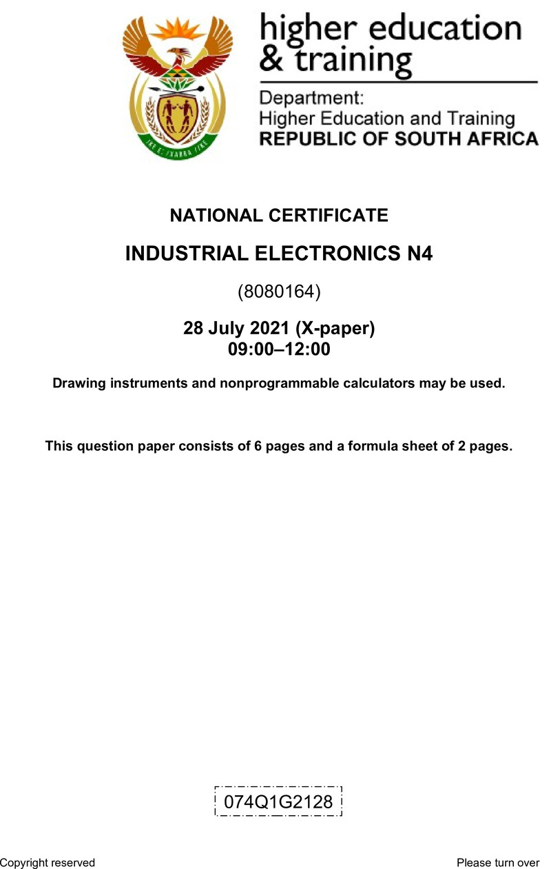 Industrial Electronics N4 QP Aug 2021 Ed