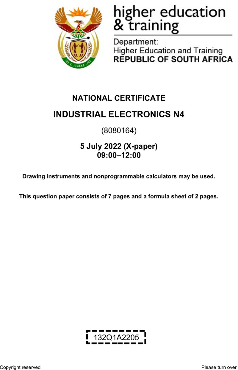 Industrial Electronics N4 QP Aug 2022