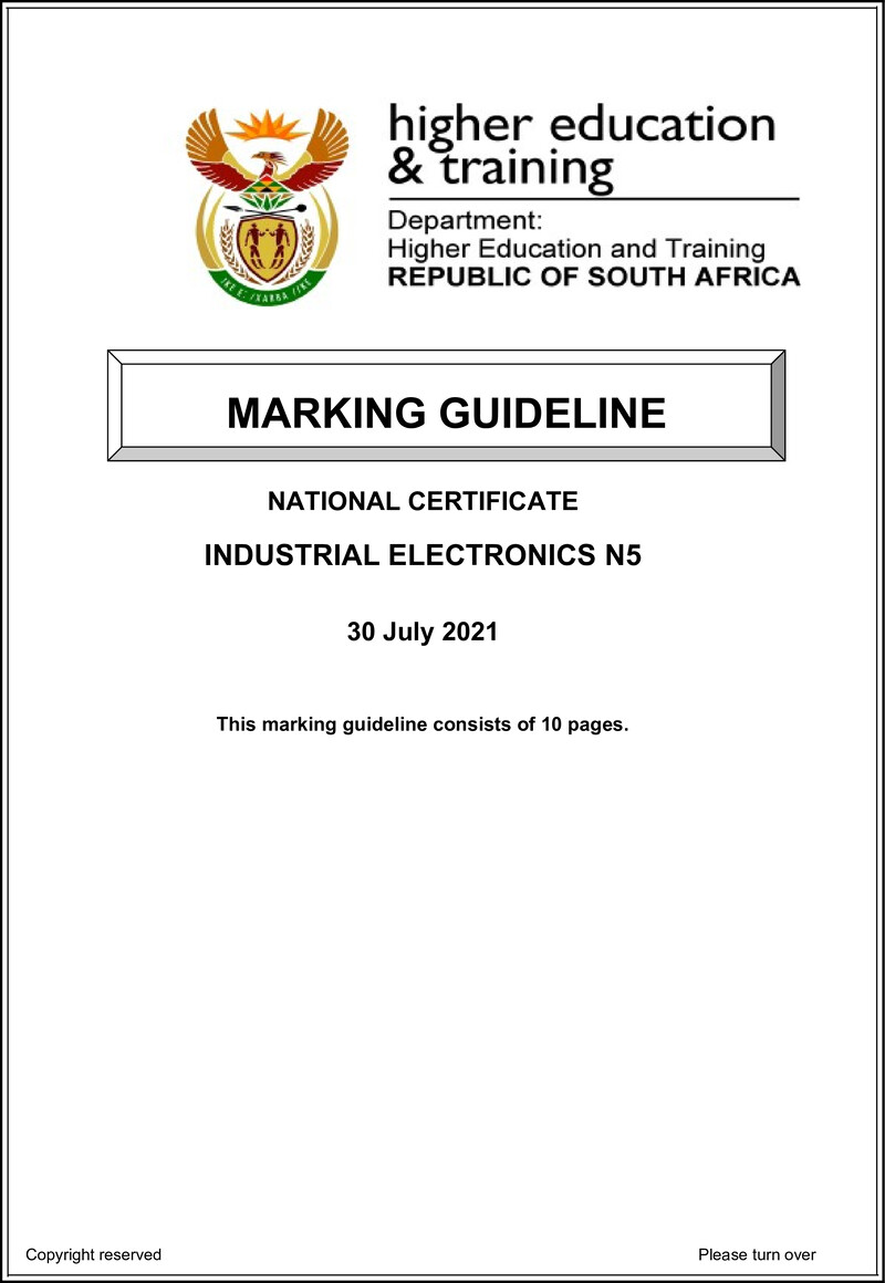 Industrial Electronics N5 Memo Aug 2021