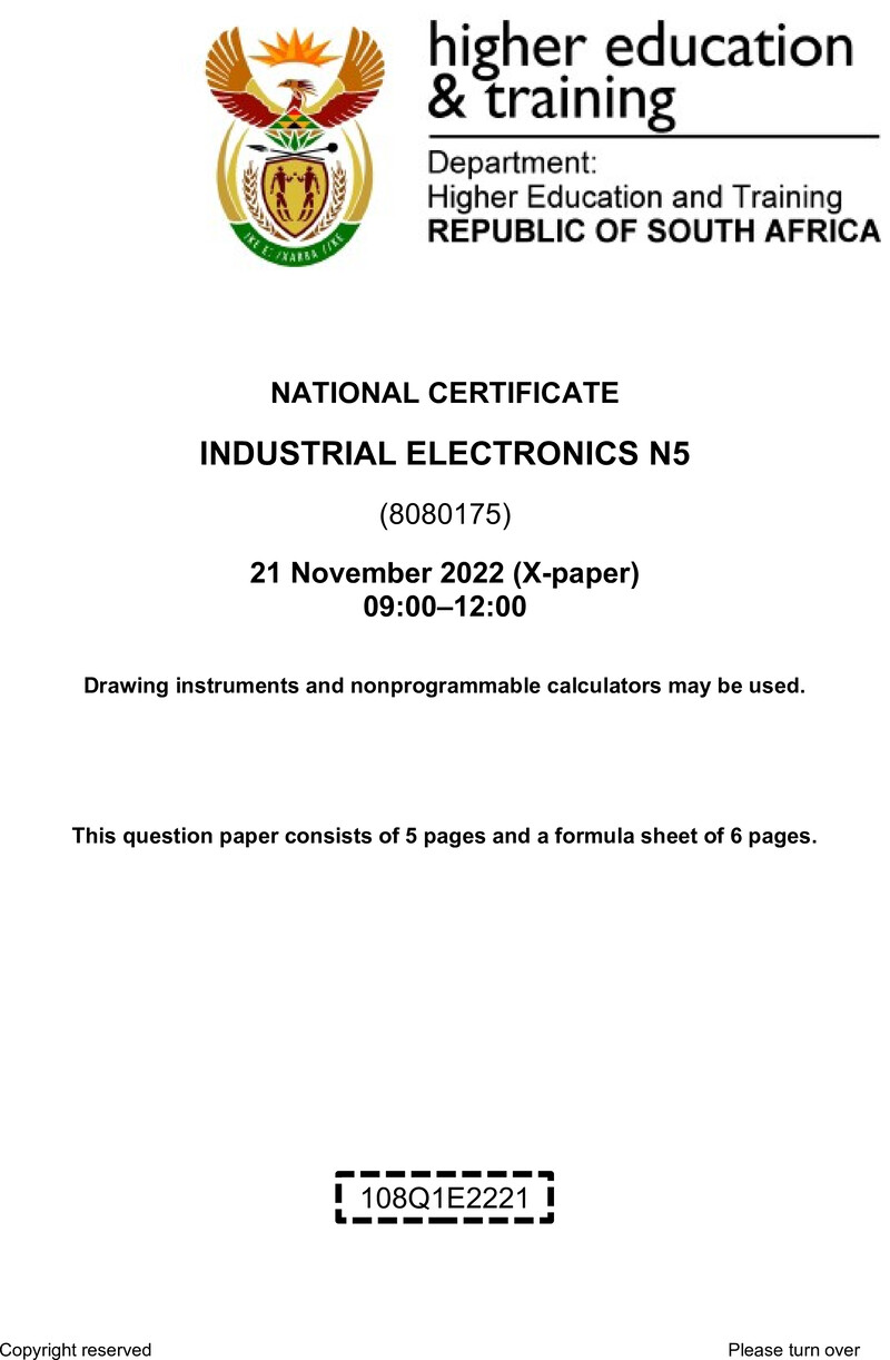 Industrial Electronics N5 Nov QP 2022