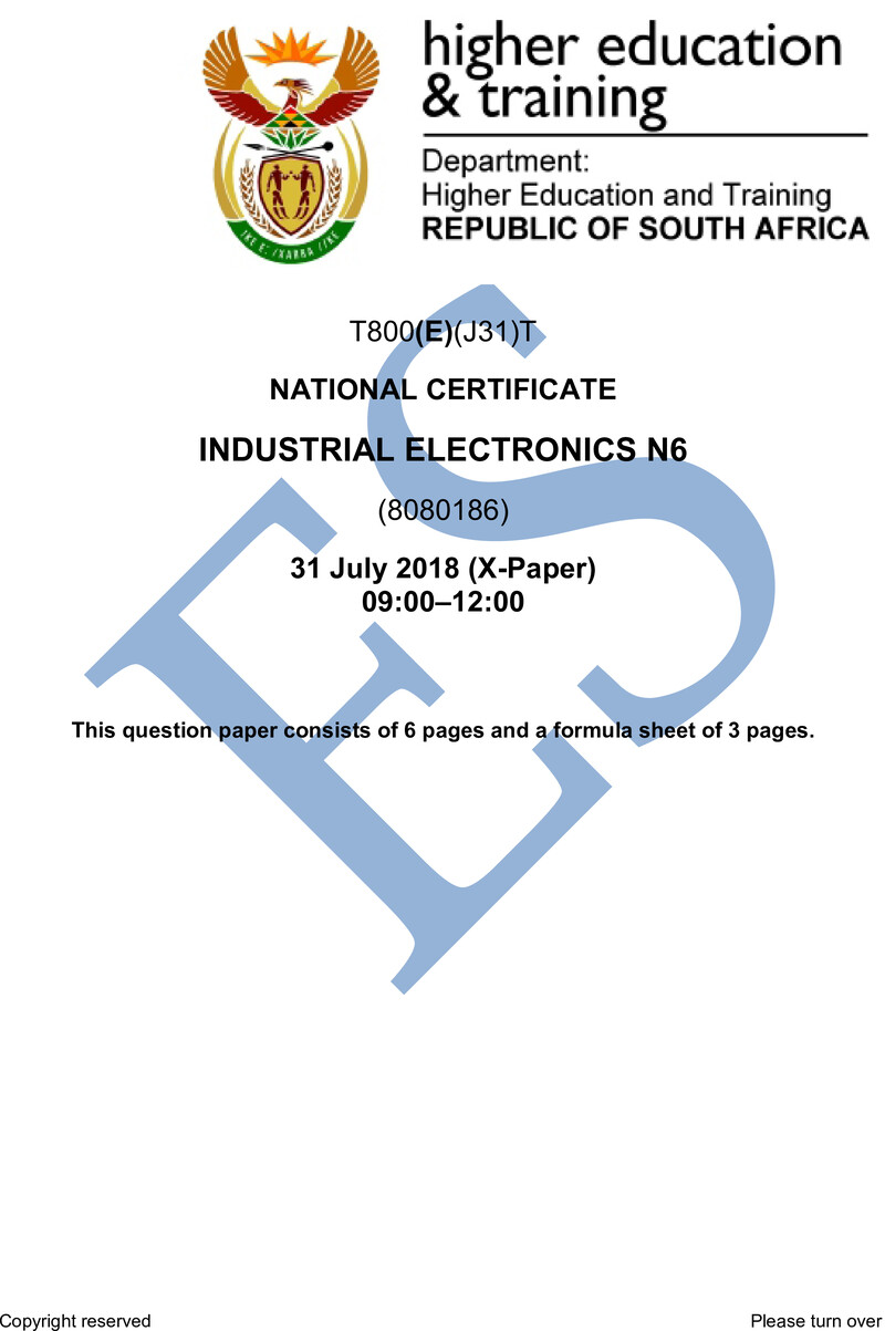Industrial Electronics N6 Exam Paper 2 2018