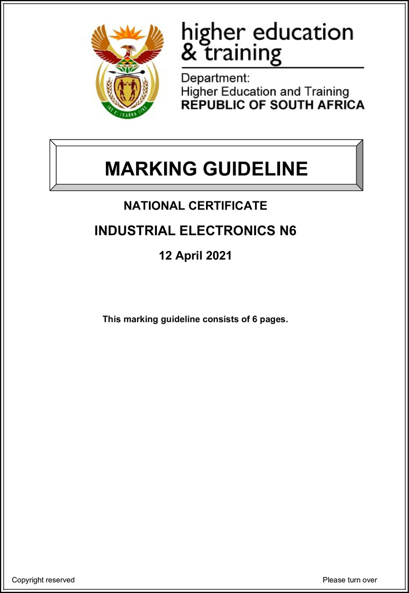 T800 Industrial Electronics N6 Memo Apr 2021