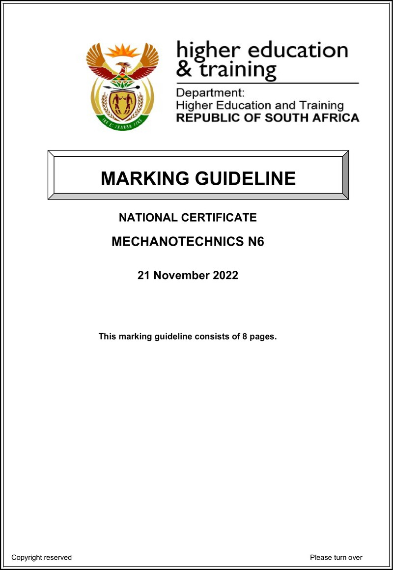 T1120 Mechanotechnics N6 Nov Memo 2022 Edited