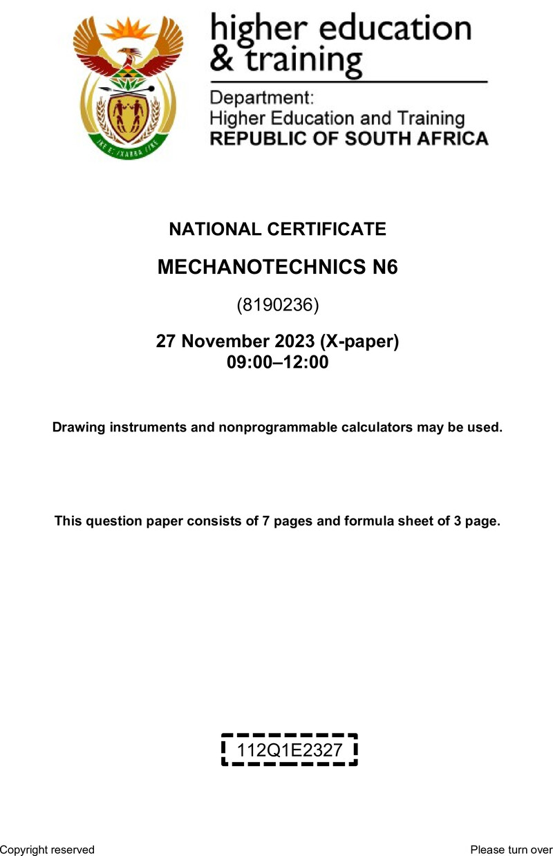 T1120 Mechanotechnics N6 Nov QP 2023