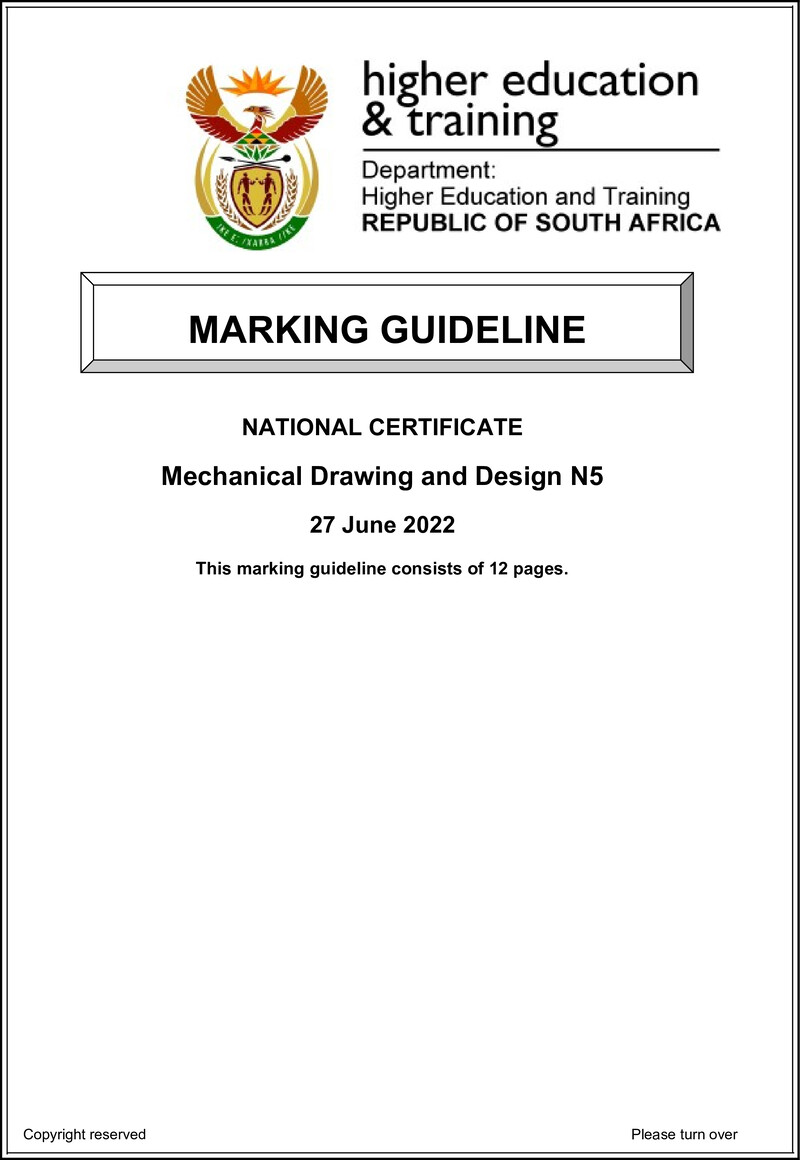 Mechanical Drawing And Design N5 Memo Aug 2022