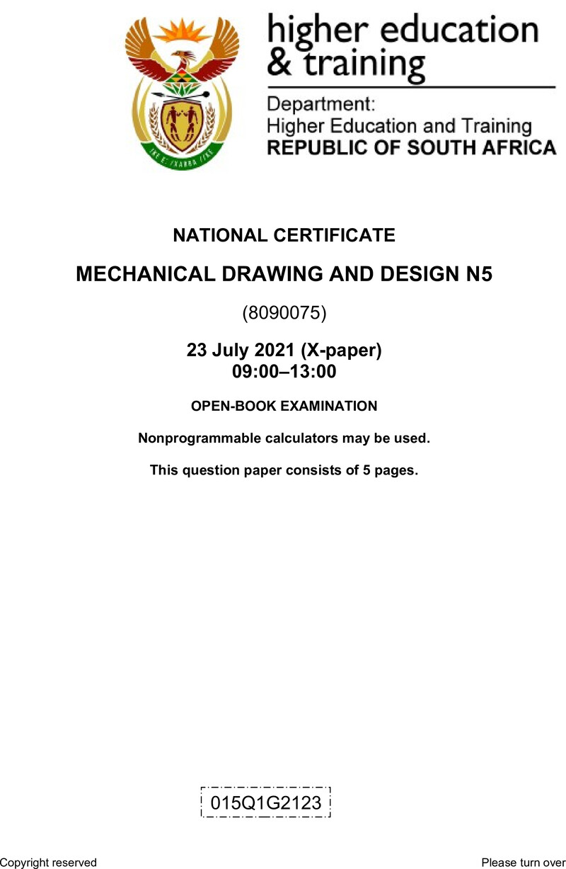 Mechanical Drawing And Design N5 QP Aug 2021