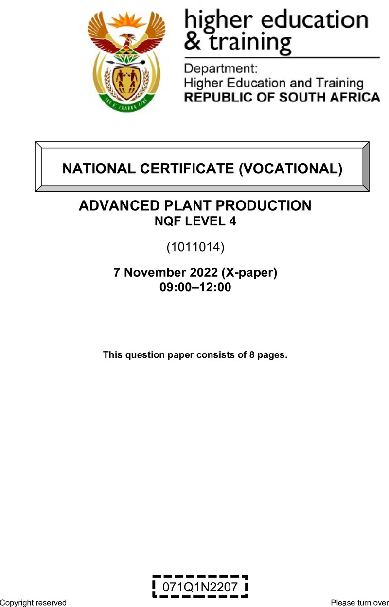 Nc10 Advanced Plant Production L4 QP Nov 2022 preview