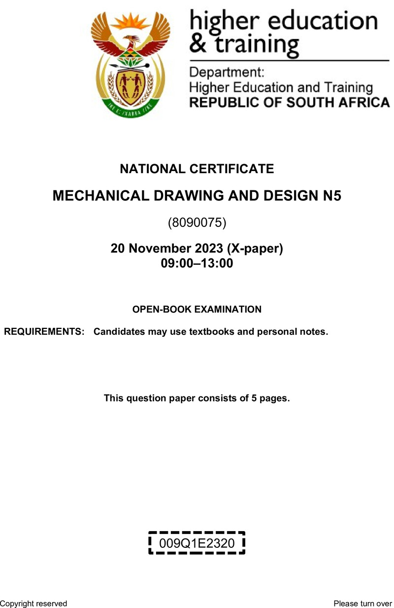 T1080 Mechanical Drawing And Design N5 Nov QP 2023 preview