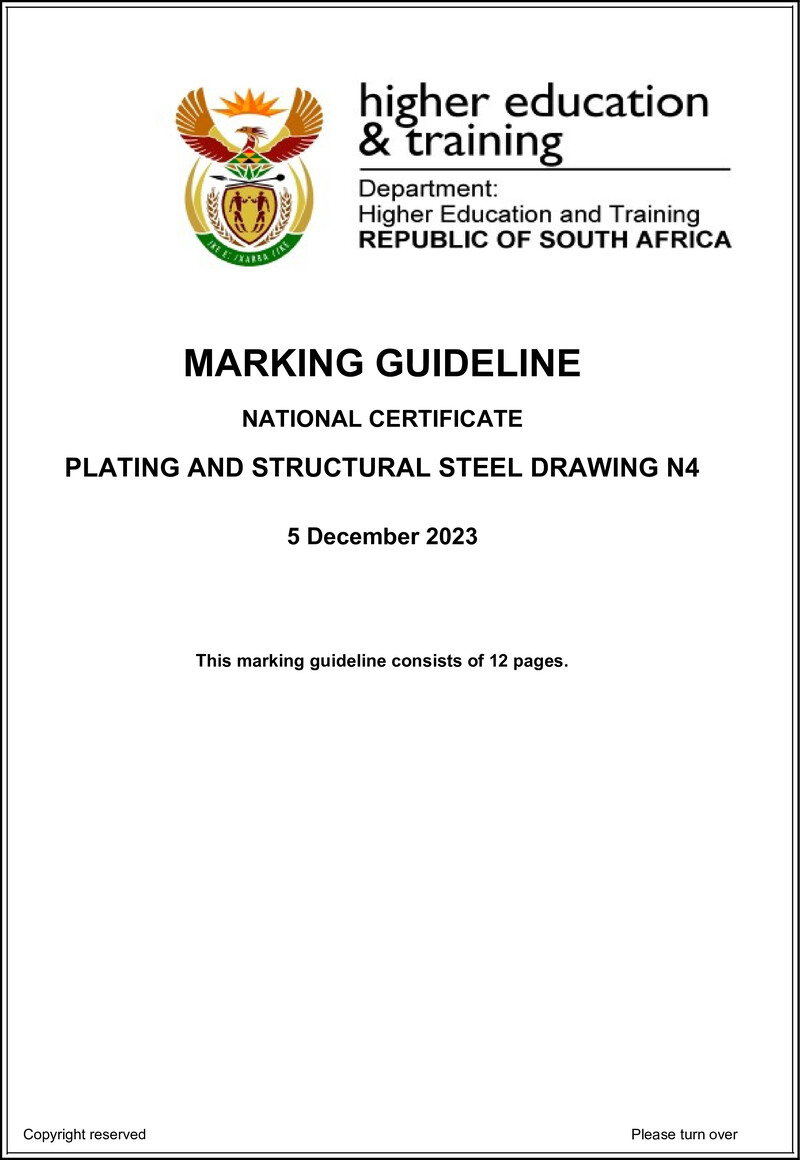 T1360 Plating And Structural Steel Drawing N4 Memo Nov 2023 Ed