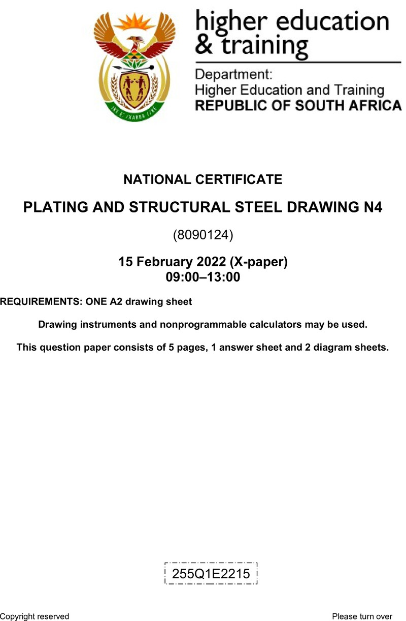 T1360 Plating And Structural Steel Drawing N4 QP April 2022