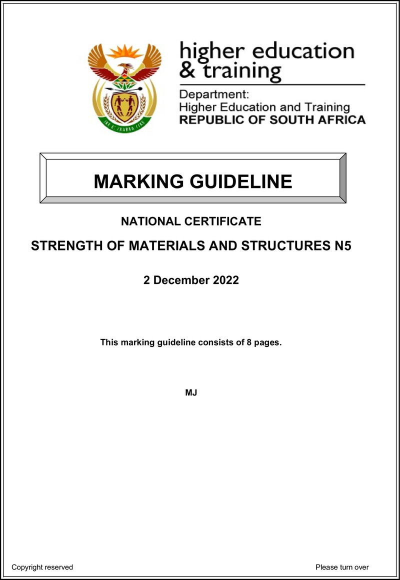 T1650 Strength Of Materials And Structures N5 MEMO Nov 2022 Replacement preview