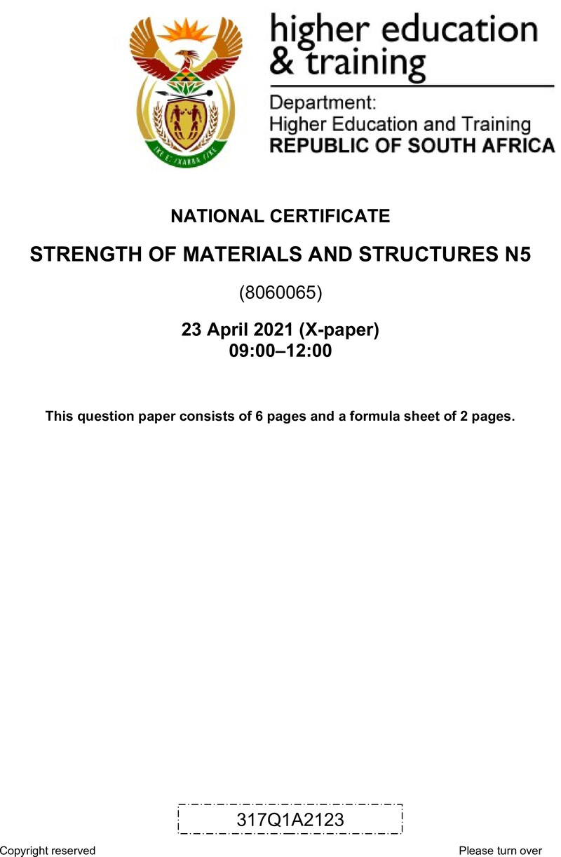 T1650 Strength Of Materials And Structures N5 QP Apr 2021 preview
