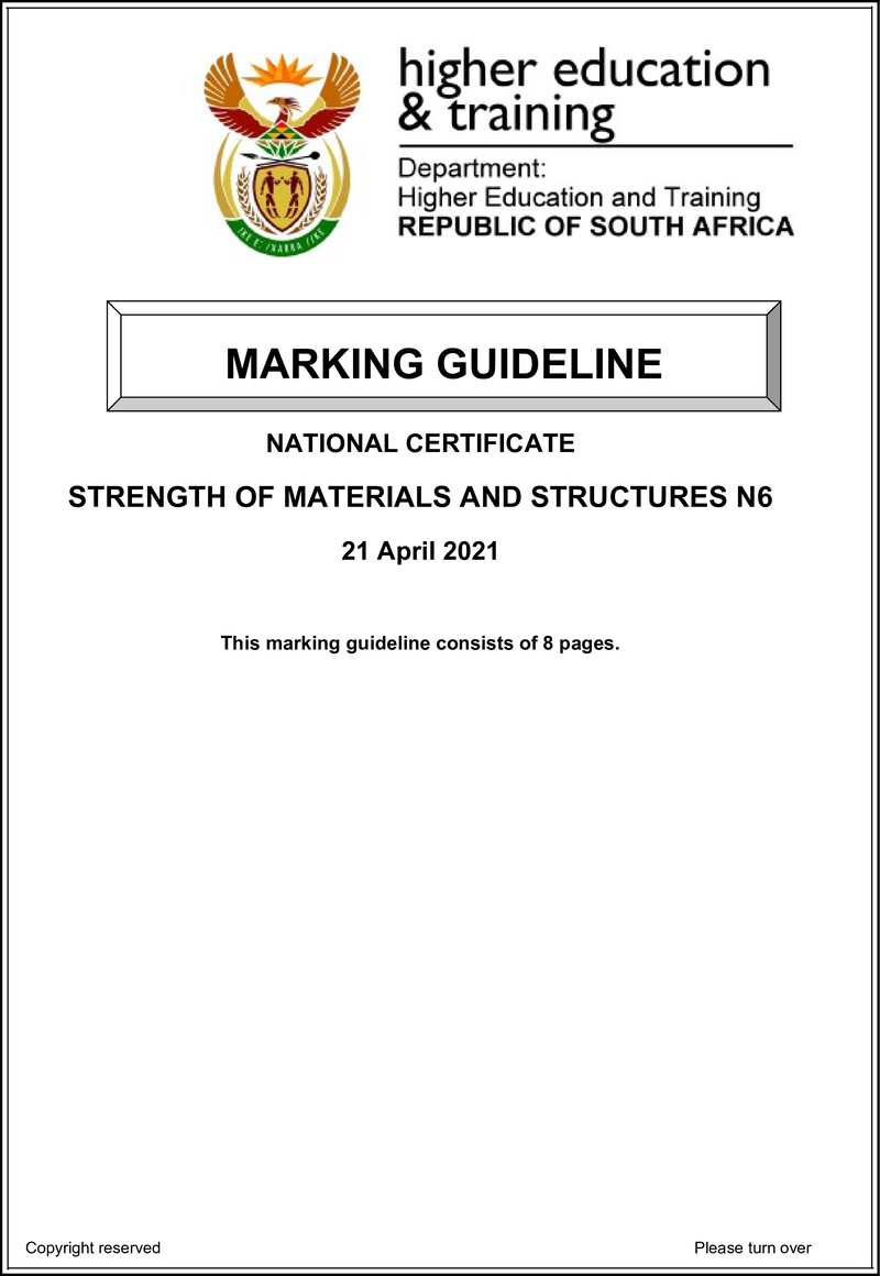 T1660 Strength Of Materials And Structures N6 Memo Apr 2021