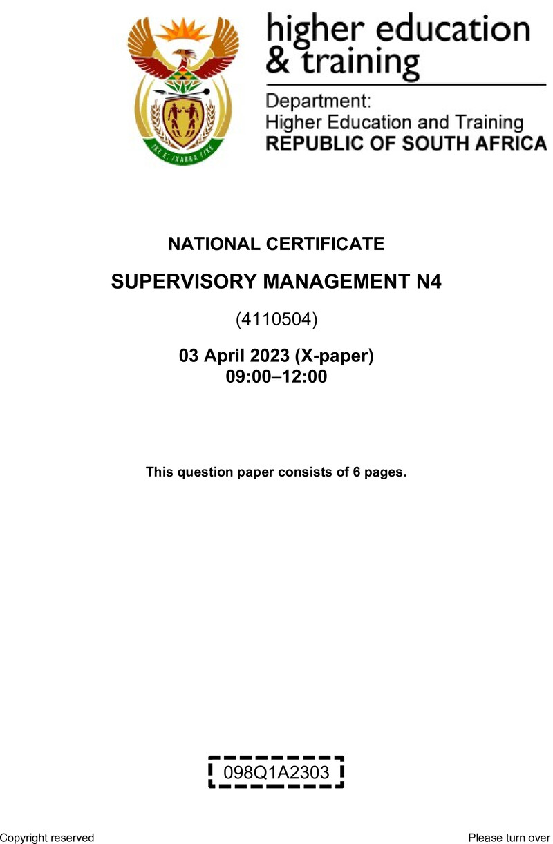 T1690 Supervisory Management N4 QP April 2023