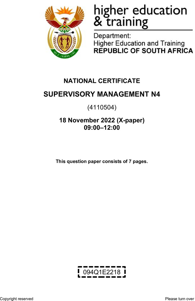 T1690 Supervisory Management N4 QP Nov 2022