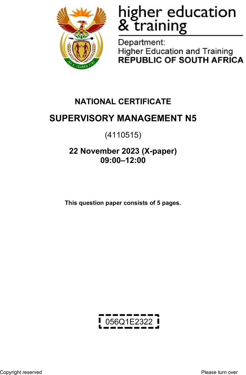 T1700 Supervisory Management N5 Nov QP 2023