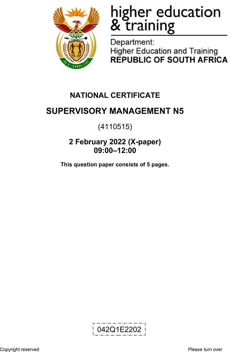 T1700 Supervisory Management N5 QP April 2022