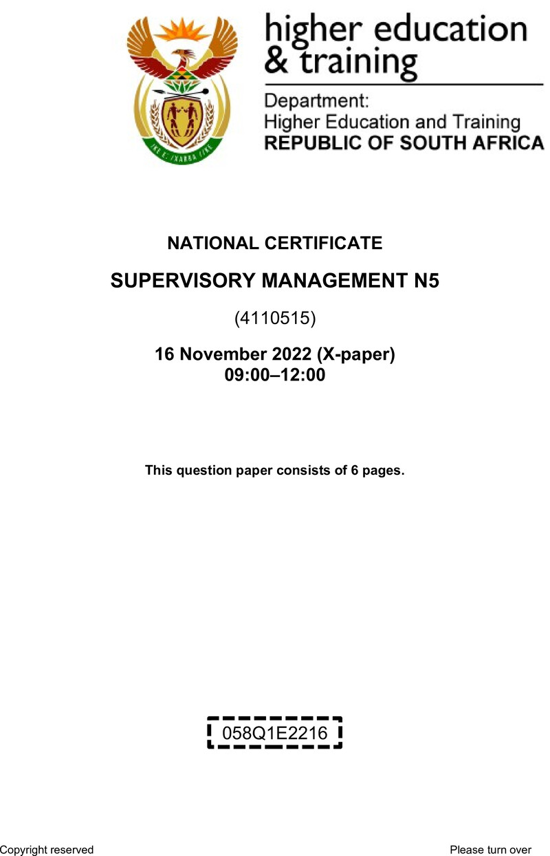 T1700 Supervisory Management N5 QP Nov 2022