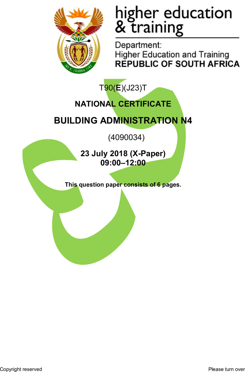 Buidling Administration N4 Exam Paper 2 2018