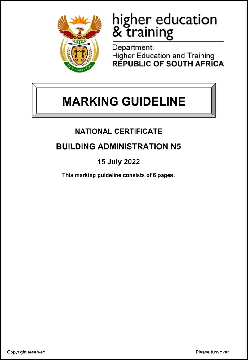 T100 Building Administration N5 MEMO Aug 2022 preview