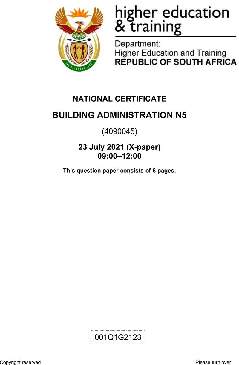 T100 Building Administration N5 QP Aug 2021 Ed